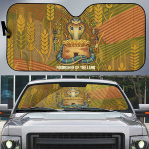 Renenutet  Golden Cobra Auto Sun Shade with Wheat Motif in Egyptian Agricultural Theme