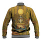 Renenutet  Golden Cobra Baseball Jacket with Wheat Motif in Egyptian Agricultural Theme