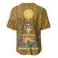 Renenutet  Golden Cobra Baseball Jersey with Wheat Motif in Egyptian Agricultural Theme