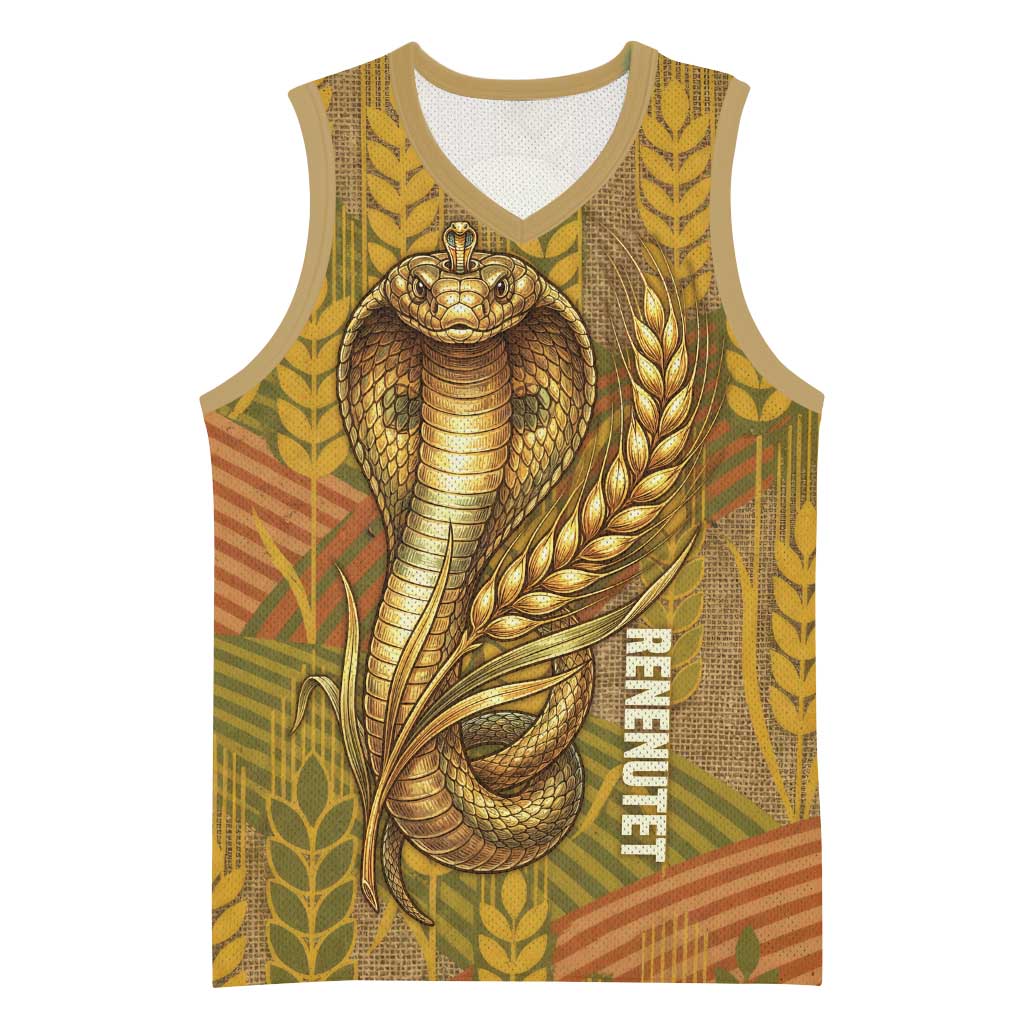 Renenutet  Golden Cobra Basketball Jersey with Wheat Motif in Egyptian Agricultural Theme