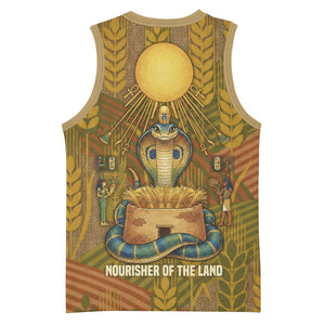 Renenutet  Golden Cobra Basketball Jersey with Wheat Motif in Egyptian Agricultural Theme