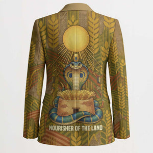 Renenutet  Golden Cobra Blazer with Wheat Motif in Egyptian Agricultural Theme