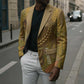 Renenutet  Golden Cobra Blazer with Wheat Motif in Egyptian Agricultural Theme