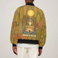 Renenutet  Golden Cobra Bomber Jacket with Wheat Motif in Egyptian Agricultural Theme