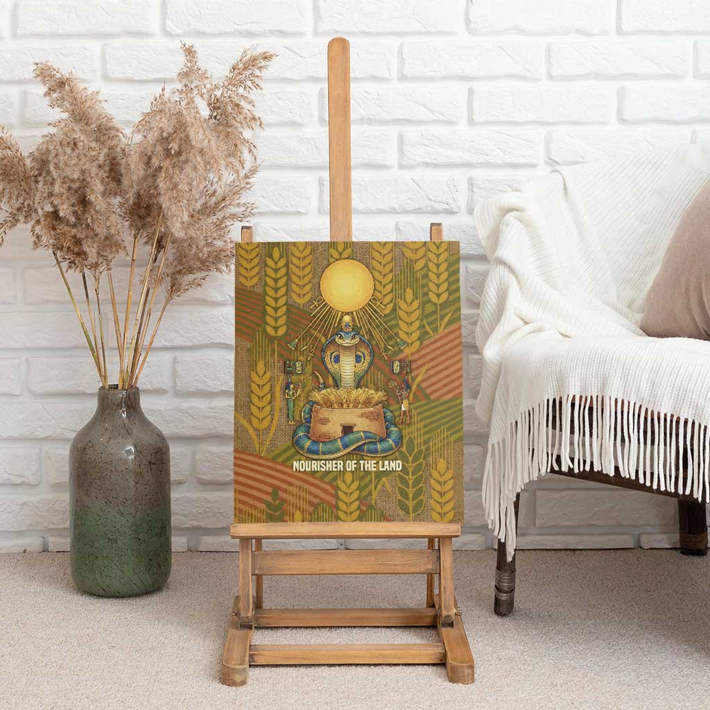 Renenutet  Golden Cobra Canvas Wall Art with Wheat Motif in Egyptian Agricultural Theme