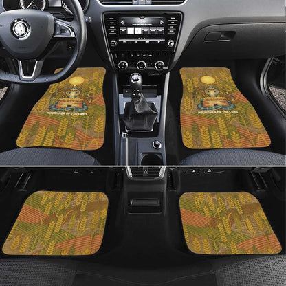 Renenutet  Golden Cobra Car Mats with Wheat Motif in Egyptian Agricultural Theme