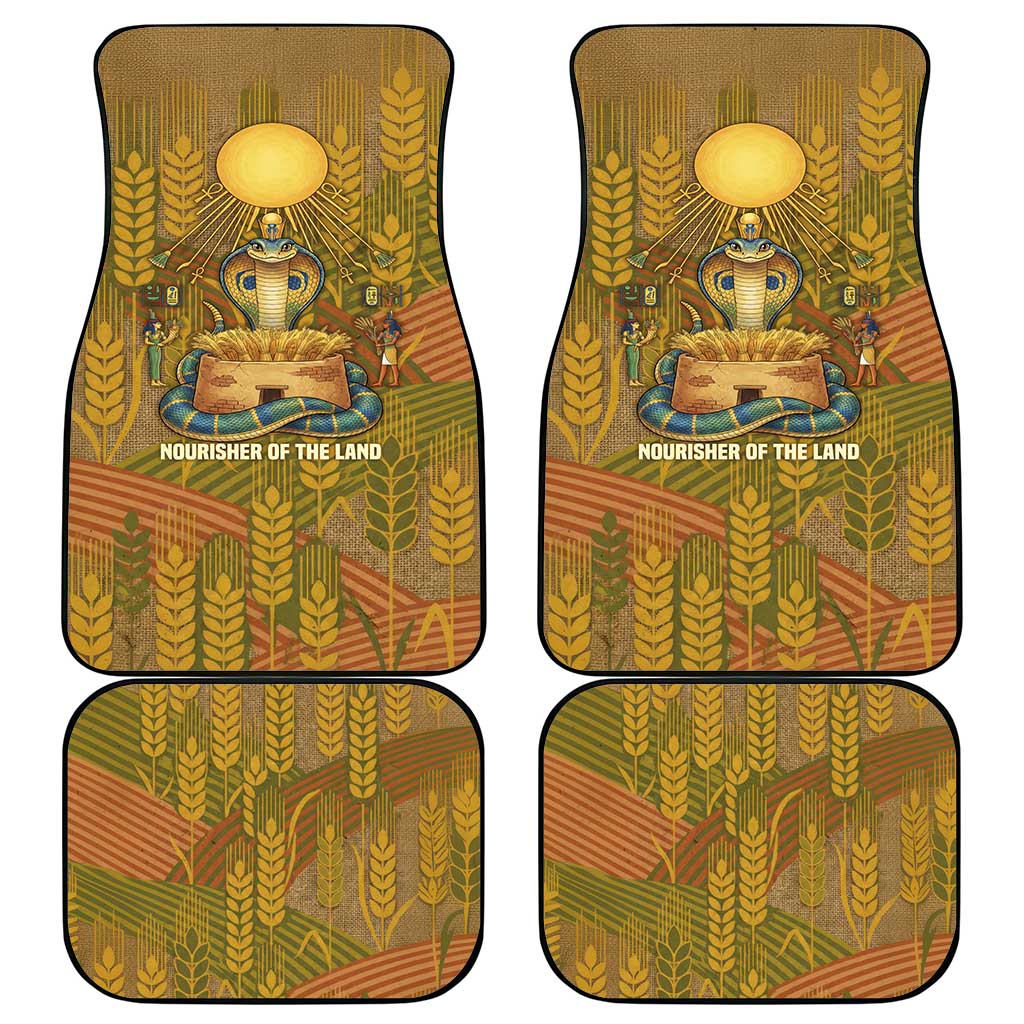 Renenutet  Golden Cobra Car Mats with Wheat Motif in Egyptian Agricultural Theme