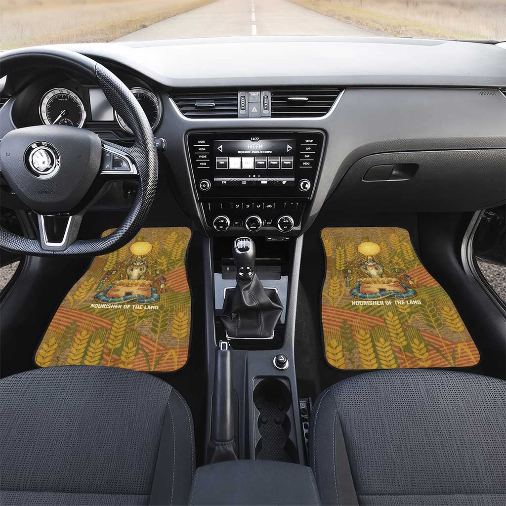 Renenutet  Golden Cobra Car Mats with Wheat Motif in Egyptian Agricultural Theme