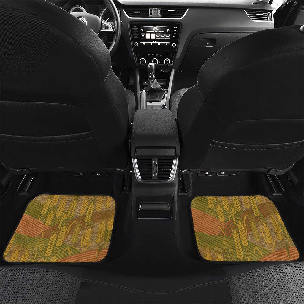 Renenutet  Golden Cobra Car Mats with Wheat Motif in Egyptian Agricultural Theme