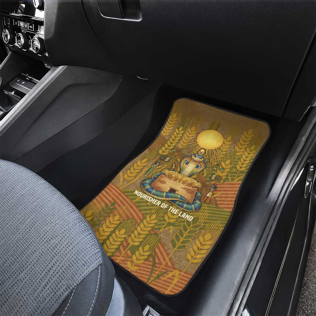 Renenutet  Golden Cobra Car Mats with Wheat Motif in Egyptian Agricultural Theme