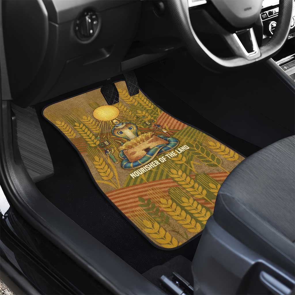 Renenutet  Golden Cobra Car Mats with Wheat Motif in Egyptian Agricultural Theme