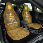 Renenutet  Golden Cobra Car Seat Cover with Wheat Motif in Egyptian Agricultural Theme