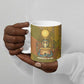 Renenutet  Golden Cobra Ceramic Mug with Wheat Motif in Egyptian Agricultural Theme