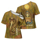 Renenutet  Golden Cobra Cross Shoulder Shirt with Wheat Motif in Egyptian Agricultural Theme