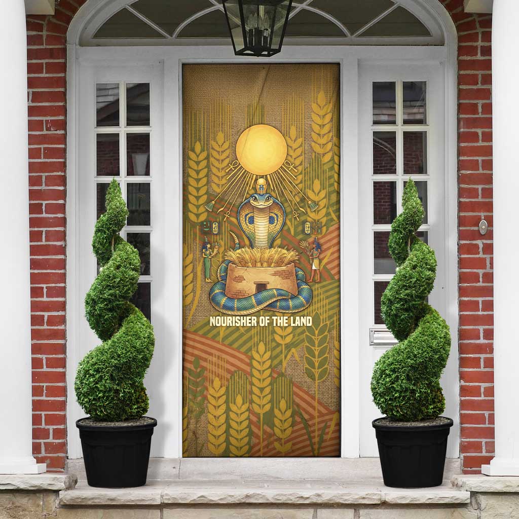 Renenutet  Golden Cobra Door Cover with Wheat Motif in Egyptian Agricultural Theme