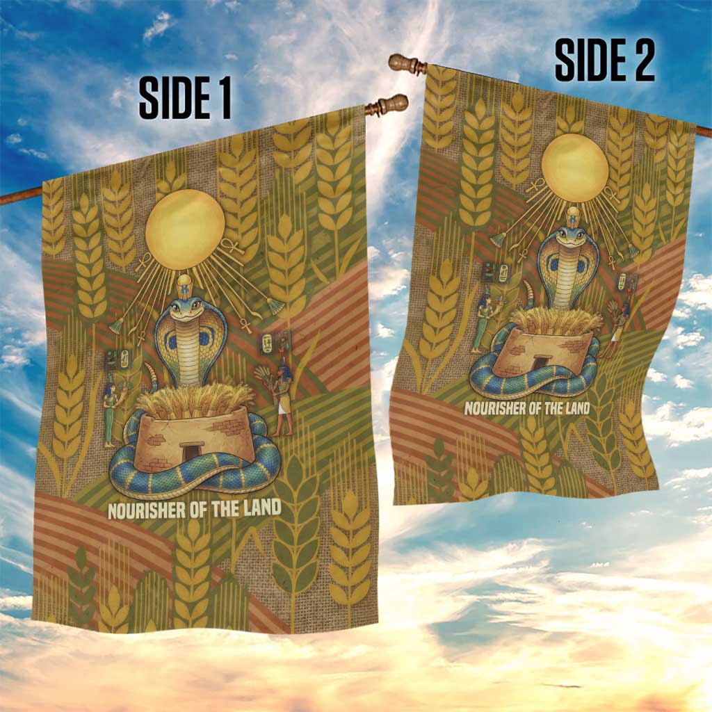 Renenutet  Golden Cobra Garden Flag with Wheat Motif in Egyptian Agricultural Theme