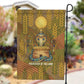 Renenutet  Golden Cobra Garden Flag with Wheat Motif in Egyptian Agricultural Theme