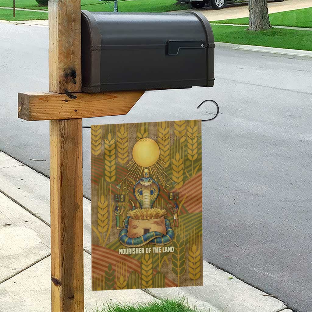 Renenutet  Golden Cobra Garden Flag with Wheat Motif in Egyptian Agricultural Theme