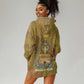 Renenutet  Golden Cobra Hoodie Dress with Wheat Motif in Egyptian Agricultural Theme