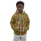 Renenutet  Golden Cobra Kid Hoodie with Wheat Motif in Egyptian Agricultural Theme