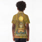 Renenutet  Golden Cobra Kid Polo Shirt with Wheat Motif in Egyptian Agricultural Theme