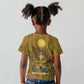 Renenutet  Golden Cobra Kid T shirt with Wheat Motif in Egyptian Agricultural Theme