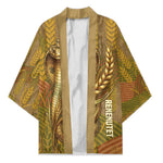 Renenutet  Golden Cobra Kimono with Wheat Motif in Egyptian Agricultural Theme
