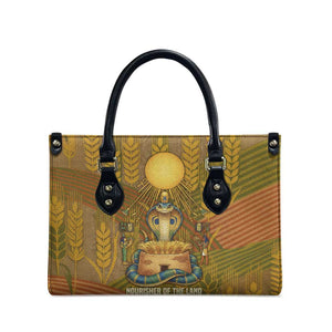 Renenutet  Golden Cobra Leather Bag with Wheat Motif in Egyptian Agricultural Theme