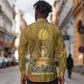 Renenutet  Golden Cobra Long Sleeve Button Shirt with Wheat Motif in Egyptian Agricultural Theme