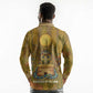 Renenutet  Golden Cobra Long Sleeve Polo Shirt with Wheat Motif in Egyptian Agricultural Theme