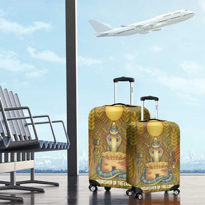 Renenutet  Golden Cobra Luggage Cover with Wheat Motif in Egyptian Agricultural Theme