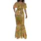 Renenutet  Golden Cobra Mermaid Dress with Wheat Motif in Egyptian Agricultural Theme