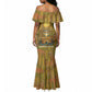 Renenutet  Golden Cobra Mermaid Dress with Wheat Motif in Egyptian Agricultural Theme