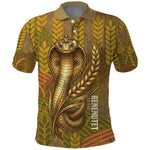 Renenutet  Golden Cobra Polo Shirt with Wheat Motif in Egyptian Agricultural Theme