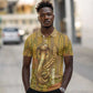 Renenutet  Golden Cobra Polo Shirt with Wheat Motif in Egyptian Agricultural Theme