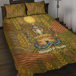 Renenutet  Golden Cobra Quilt Bed Set with Wheat Motif in Egyptian Agricultural Theme