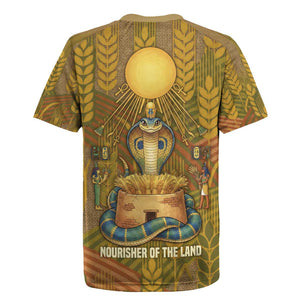 Renenutet  Golden Cobra Rugby Jersey with Wheat Motif in Egyptian Agricultural Theme