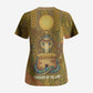 Renenutet  Golden Cobra Scrub Top with Wheat Motif in Egyptian Agricultural Theme