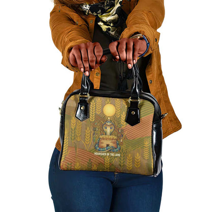 Renenutet  Golden Cobra Shoulder Handbag with Wheat Motif in Egyptian Agricultural Theme