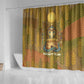 Renenutet  Golden Cobra Shower Curtain with Wheat Motif in Egyptian Agricultural Theme