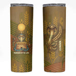 Renenutet  Golden Cobra Skinny Tumbler with Wheat Motif in Egyptian Agricultural Theme