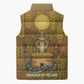 Renenutet  Golden Cobra Sleeveless Puffer Jacket with Wheat Motif in Egyptian Agricultural Theme