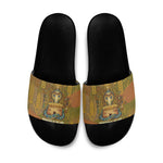 Renenutet  Golden Cobra Slide Sandals with Wheat Motif in Egyptian Agricultural Theme