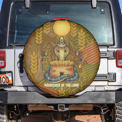 Renenutet  Golden Cobra Spare Tire Cover with Wheat Motif in Egyptian Agricultural Theme