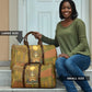 Renenutet  Golden Cobra Travel Bag with Wheat Motif in Egyptian Agricultural Theme