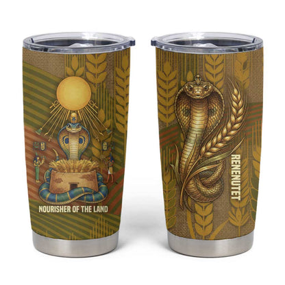 Renenutet  Golden Cobra Tumbler Cup with Wheat Motif in Egyptian Agricultural Theme