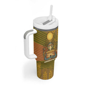 Renenutet  Golden Cobra Tumbler With Handle with Wheat Motif in Egyptian Agricultural Theme