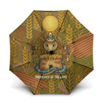 Renenutet  Golden Cobra Umbrella with Wheat Motif in Egyptian Agricultural Theme