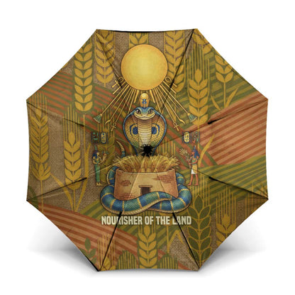 Renenutet  Golden Cobra Umbrella with Wheat Motif in Egyptian Agricultural Theme