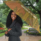 Renenutet  Golden Cobra Umbrella with Wheat Motif in Egyptian Agricultural Theme
